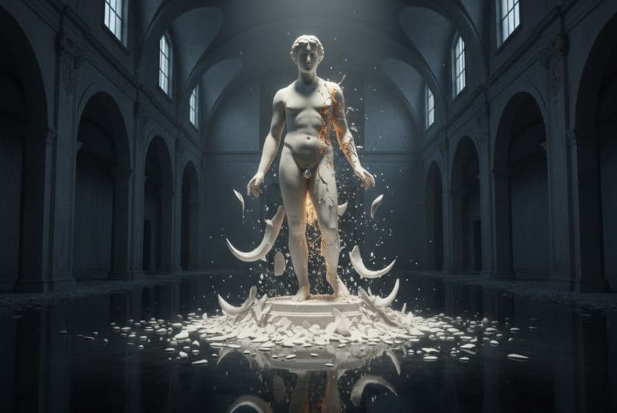 Dream interpretation of Nakedness depicted in a cinematic mystical atmosphere, symbolizing vulnerability and self-revelation.