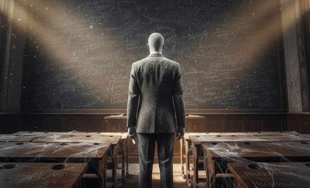 Dream interpretation of Teacher depicted in a cinematic mystical atmosphere, symbolizing wisdom and guidance.