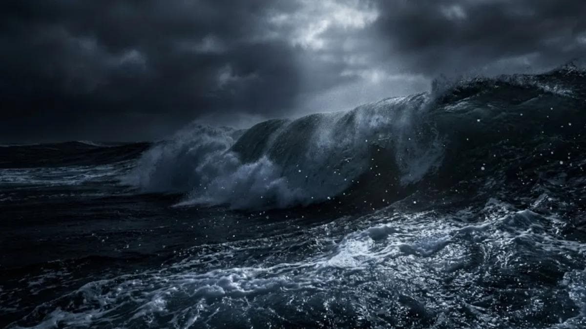 Dream interpretation of Ocean depicted in a cinematic mystical atmosphere, symbolizing deep emotions.
