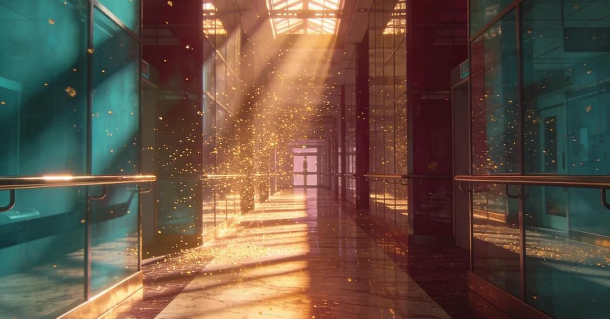 تفسير حلم المستشفى يظهر في جو سينمائي غامض، يرمز إلى الشفاء والراحة.