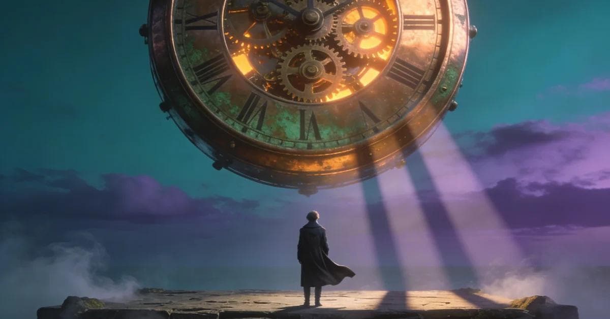 تفسير حلم التأخر في مشهد سينمائي غامض، يرمز إلى القلق من الزمن وفوات الأوان.