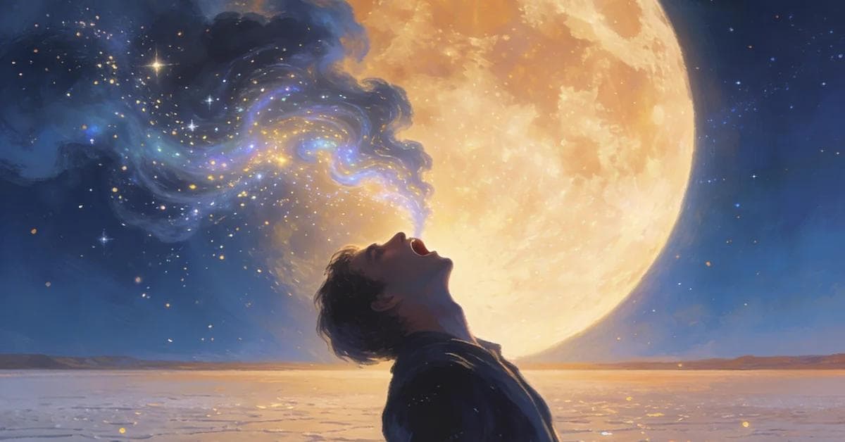 Dream interpretation of screaming depicted in a cinematic mystical atmosphere, symbolizing emotional release and urgent inner needs.