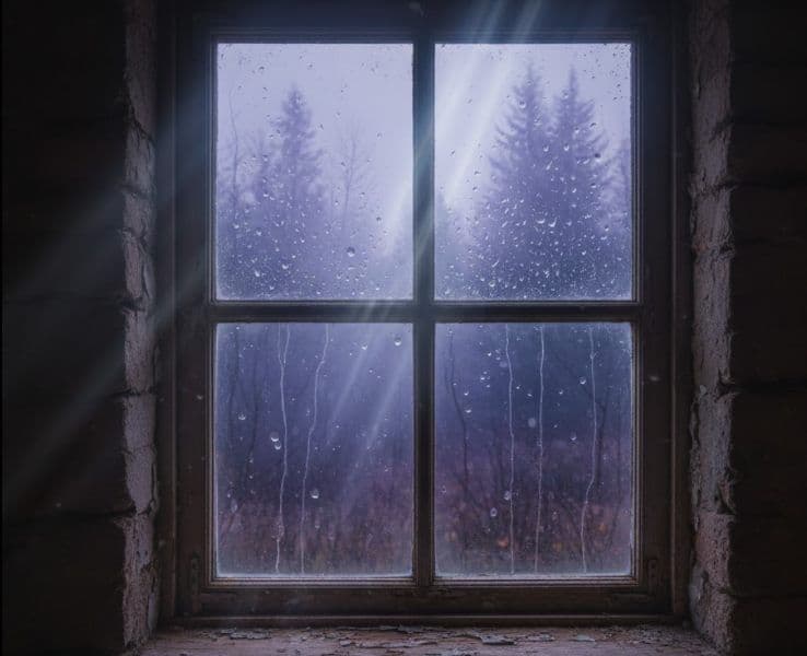 Dream interpretation of Window depicted in a cinematic mystical atmosphere, symbolizing hope or feeling restricted.