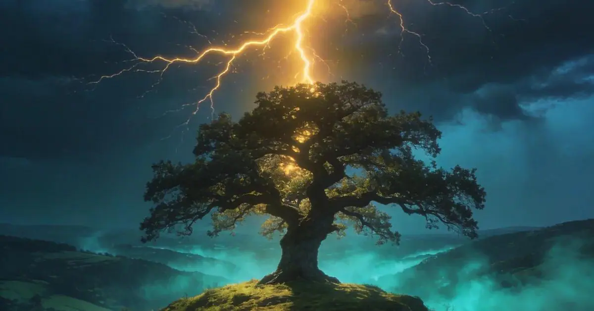 Dream interpretation of Thunder depicted in a cinematic mystical atmosphere, symbolizing power and inner awakening.