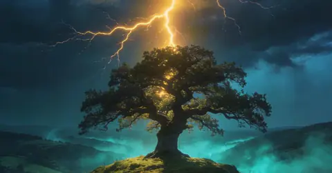 Dream interpretation of Thunder depicted in a cinematic mystical atmosphere, symbolizing power and inner awakening.