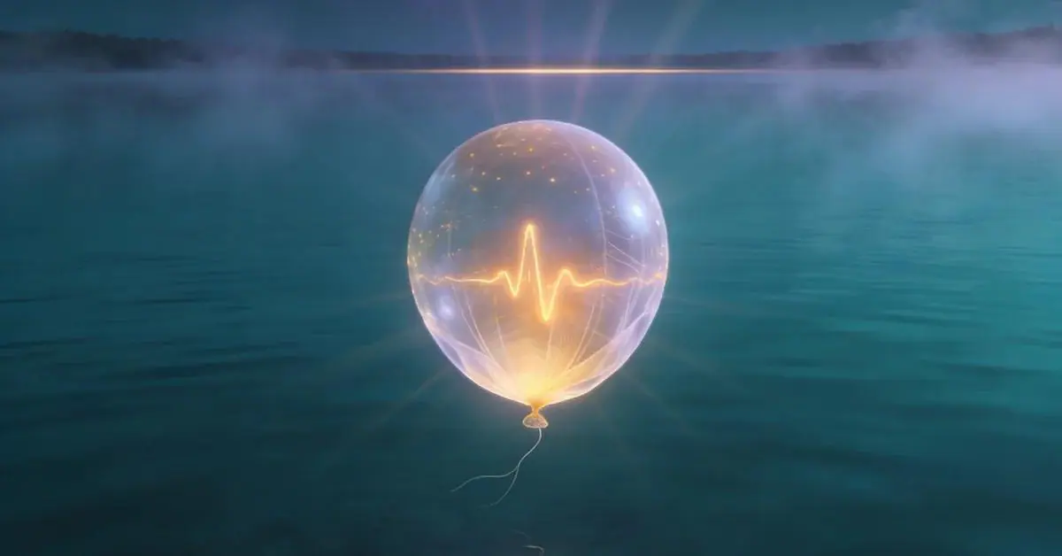 Dream interpretation of Balloon depicted in a cinematic mystical atmosphere, symbolizing soaring ambition or the fragility of success.