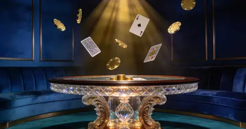 Dream interpretation of gambling depicted in a cinematic mystical atmosphere, symbolizing the tension between risk and reward.