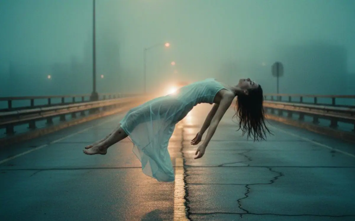 Dream interpretation of Flying depicted in a cinematic mystical atmosphere, symbolizing liberation and aspirations.