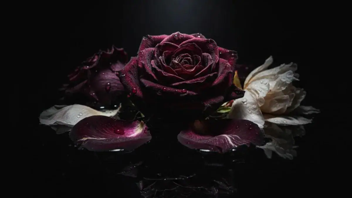 Dream interpretation of Flowers depicted in a cinematic mystical atmosphere, symbolizing beauty and joy.