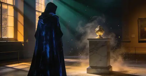 Dream interpretation of Thief in a cinematic mystical atmosphere, symbolizing a potential threat to peace or hidden fears.