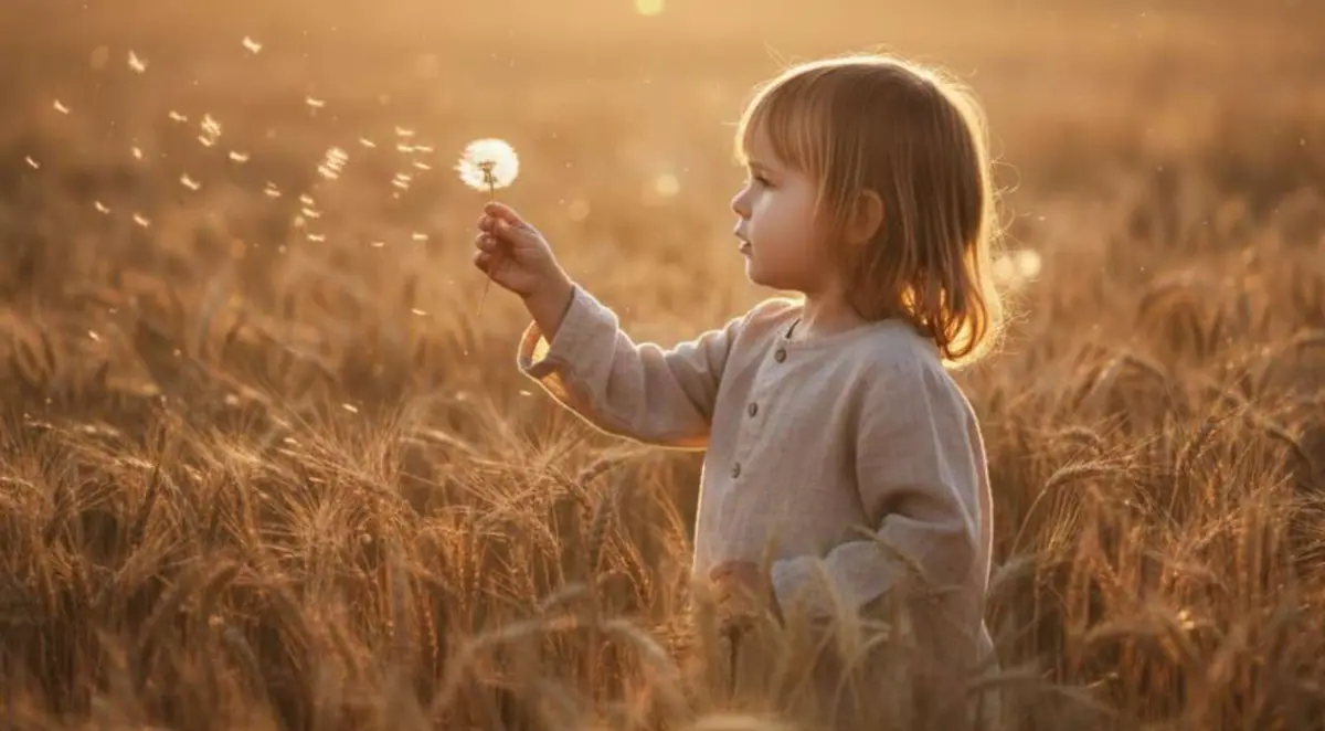 Dream interpretation of Child depicted in a cinematic mystical atmosphere, symbolizing innocence and new beginnings.