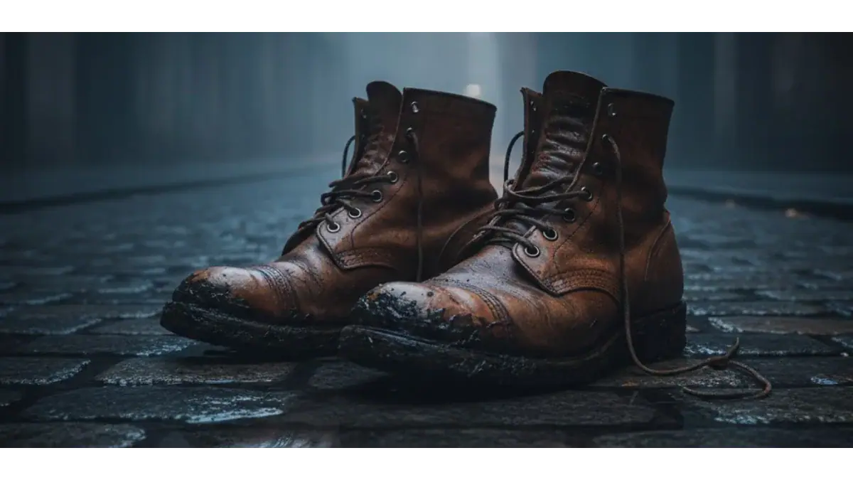 Dream interpretation of Shoes depicted in a cinematic mystical atmosphere, symbolizing a person's life journey and protection.