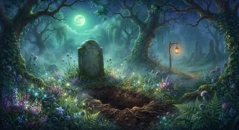Dream interpretation of grave — symbolic illustration