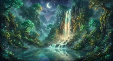Dream interpretation of waterfall — symbolic illustration